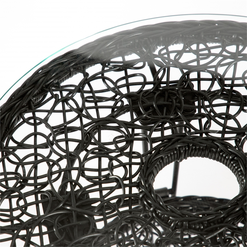 Afuera Living Wicker / Rattan Round Outdoor Coffee Table in Black
