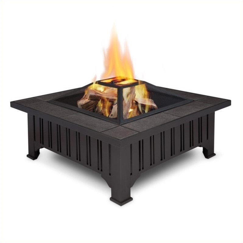Afuera Living Contemporary Wood Burning Fire Pit in Black Finish