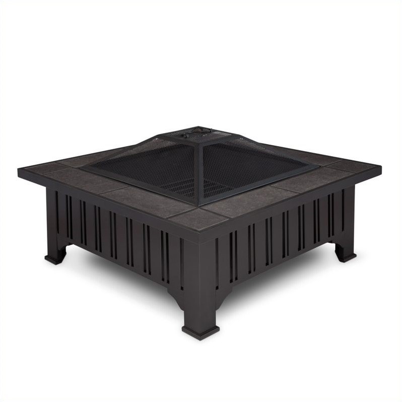 Afuera Living Contemporary Wood Burning Fire Pit in Black Finish