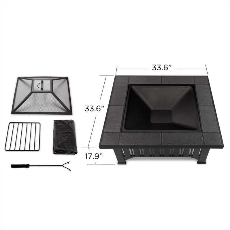 Afuera Living Contemporary Wood Burning Fire Pit in Black Finish