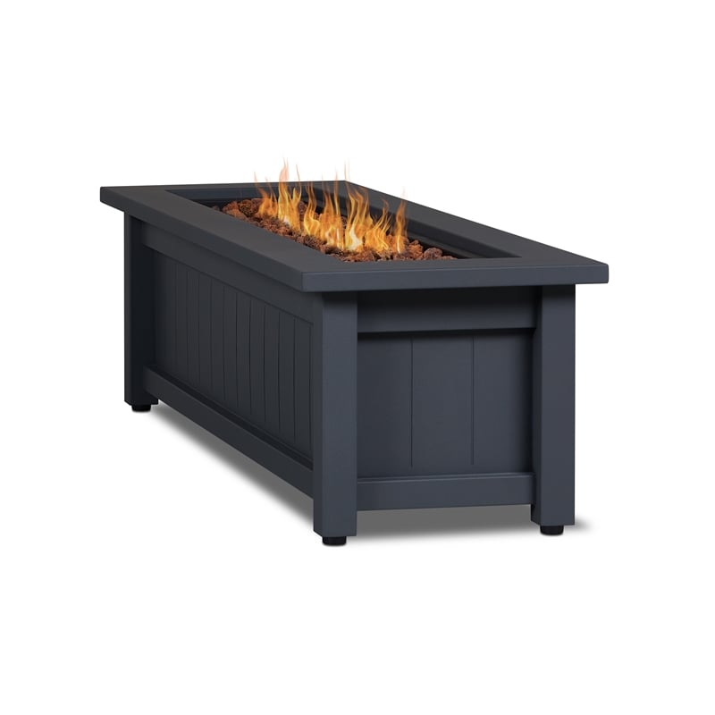 Afuera Living Modern Rectangle Metal Propane Fire Table in Gray