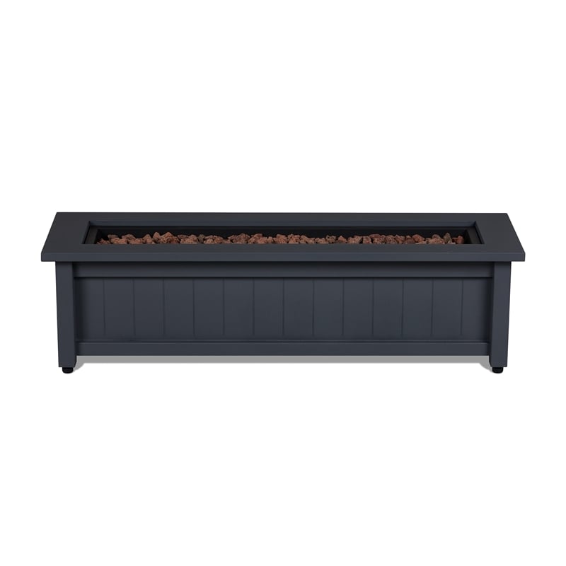 Afuera Living Modern Rectangle Metal Propane Fire Table in Gray