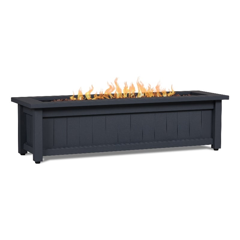 Afuera Living Modern Rectangle Metal Propane Fire Table in Gray