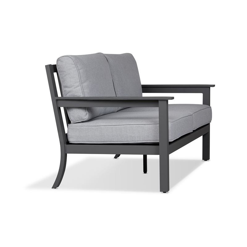 Afuera Living Aluminum Outdoor 2-Seat Sofa With Cushions in Gray