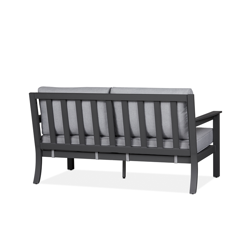 Afuera Living Aluminum Outdoor 2-Seat Sofa With Cushions in Gray