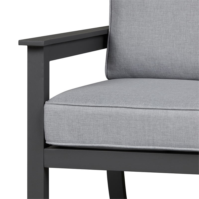 Afuera Living Aluminum Outdoor 2-Seat Sofa With Cushions in Gray