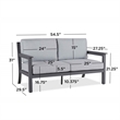 Afuera Living Aluminum Outdoor 2-Seat Sofa With Cushions in Gray