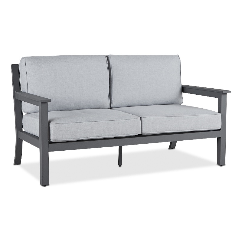 Afuera Living Aluminum Outdoor 2-Seat Sofa With Cushions in Gray