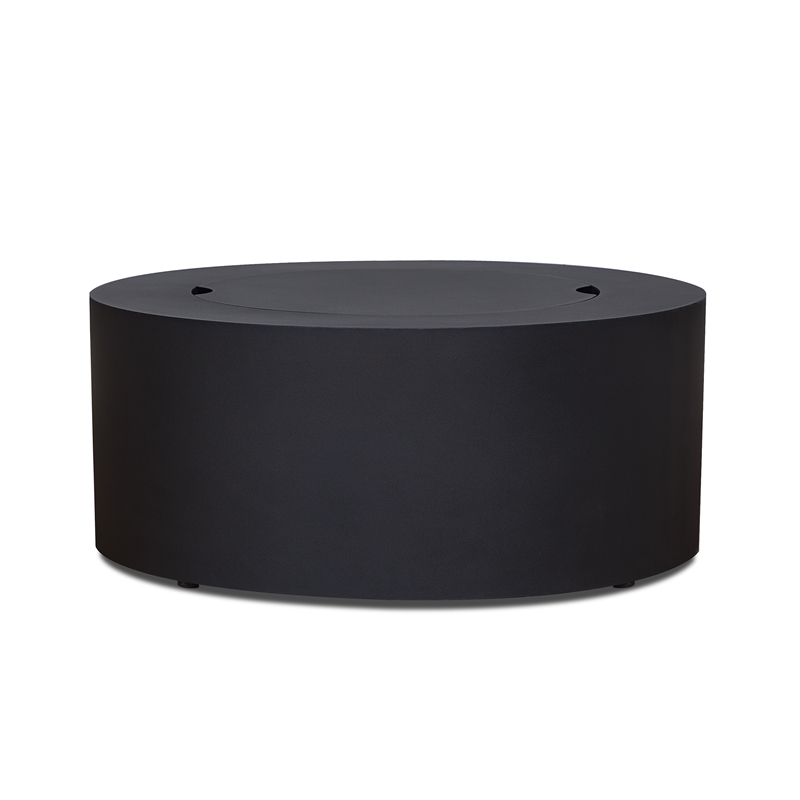 Afuera Living Round Contemporary Steel Propane Fire Table in Black