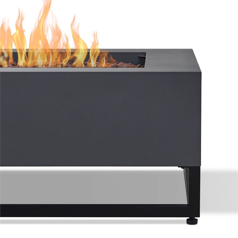 Afuera Living Metal Propane Fire Table with Conversion Kit in Slate Gray