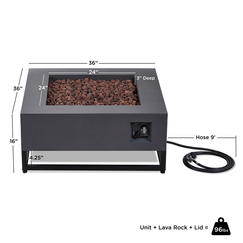 Afuera Living Metal Propane Fire Table with Conversion Kit in Slate Gray