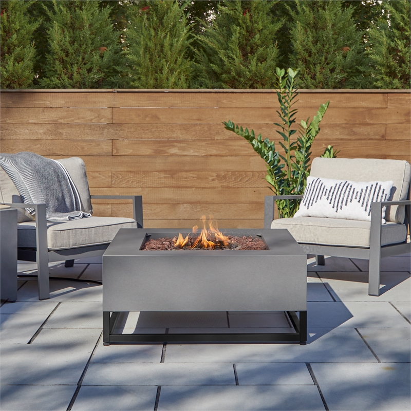 Afuera Living Metal Propane Fire Table with Conversion Kit in Slate Gray