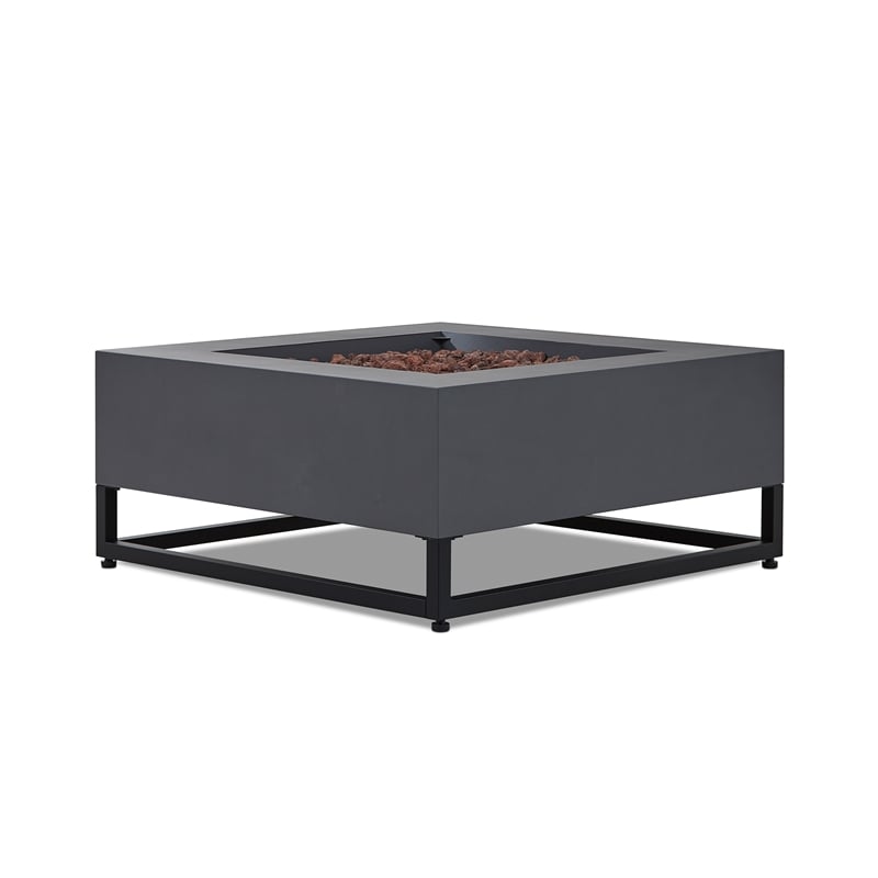 Afuera Living Metal Propane Fire Table with Conversion Kit in Slate Gray