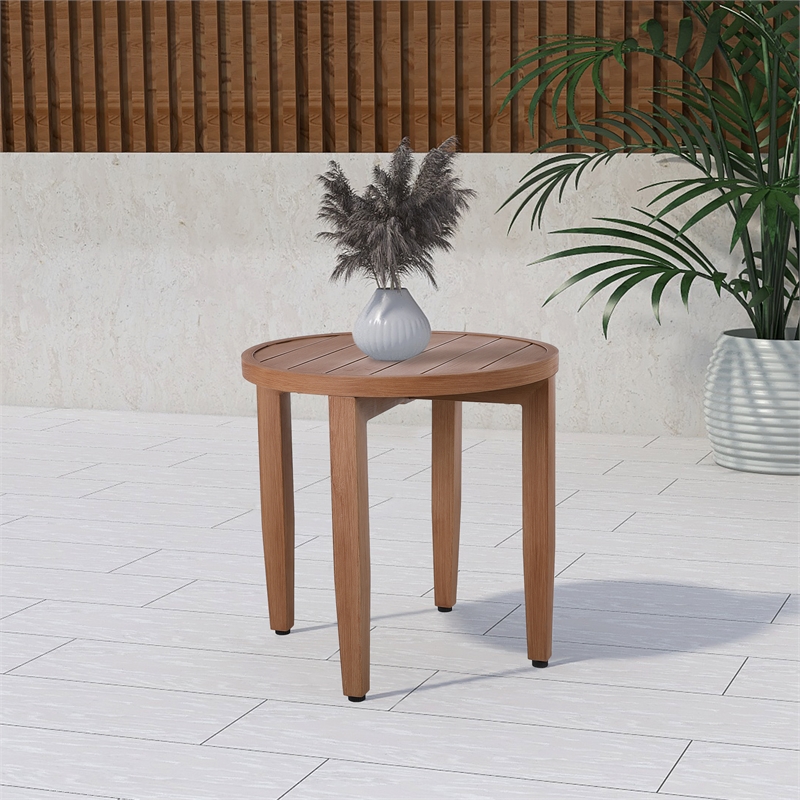 Afuera Living Contemporary Outdoor Patio End Table in Natural
