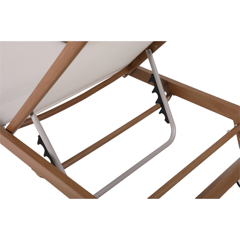 Afuera Living Cream Water Resisting Fabric Outdoor Patio Lounger