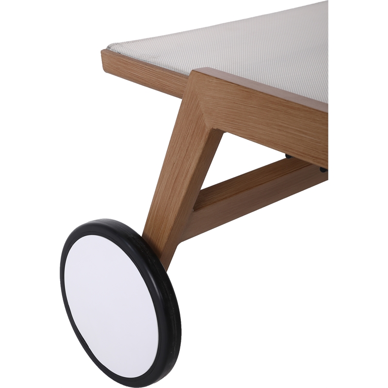 Afuera Living Cream Water Resisting Fabric Outdoor Patio Lounger