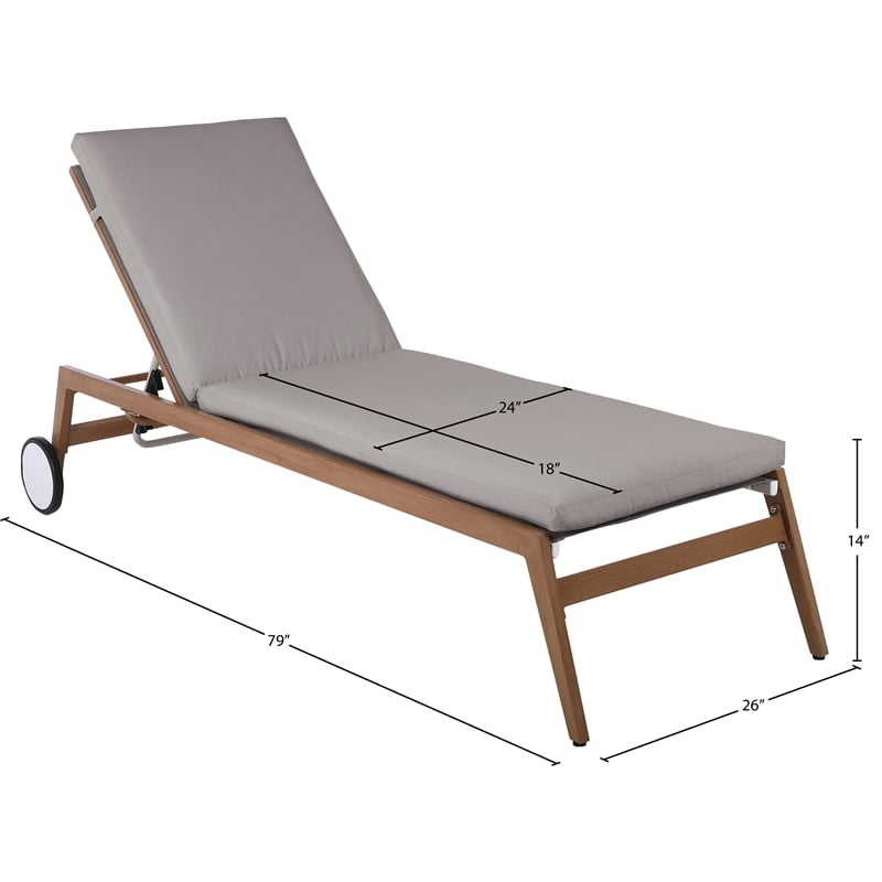 Afuera Living Grey Water Resisting Fabric Outdoor Patio Lounger