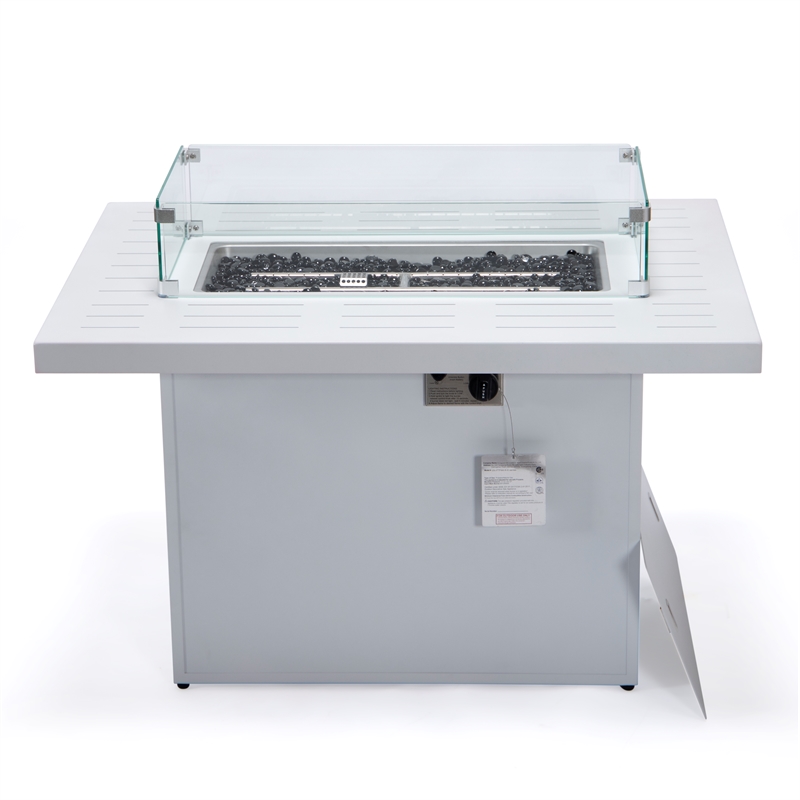 Afuera Living Patio Aluminum Propane Fire Pit Table in White