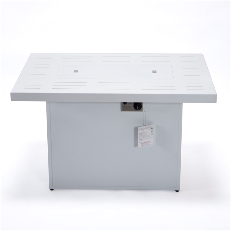 Afuera Living Patio Aluminum Propane Fire Pit Table in White