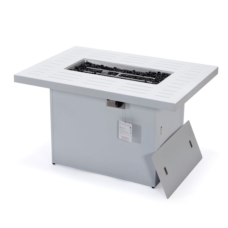 Afuera Living Patio Aluminum Propane Fire Pit Table in White