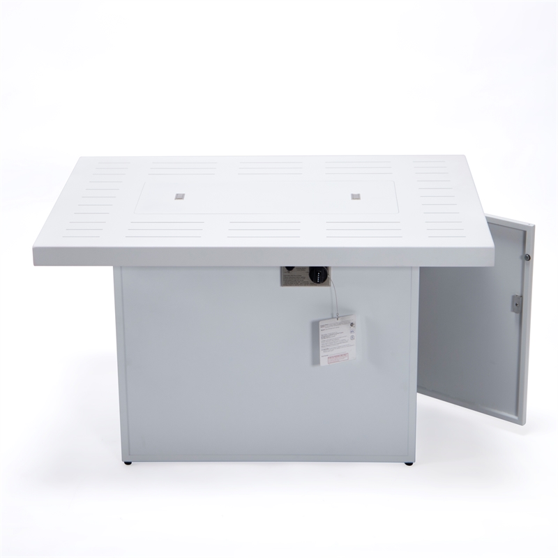 Afuera Living Patio Aluminum Propane Fire Pit Table in White