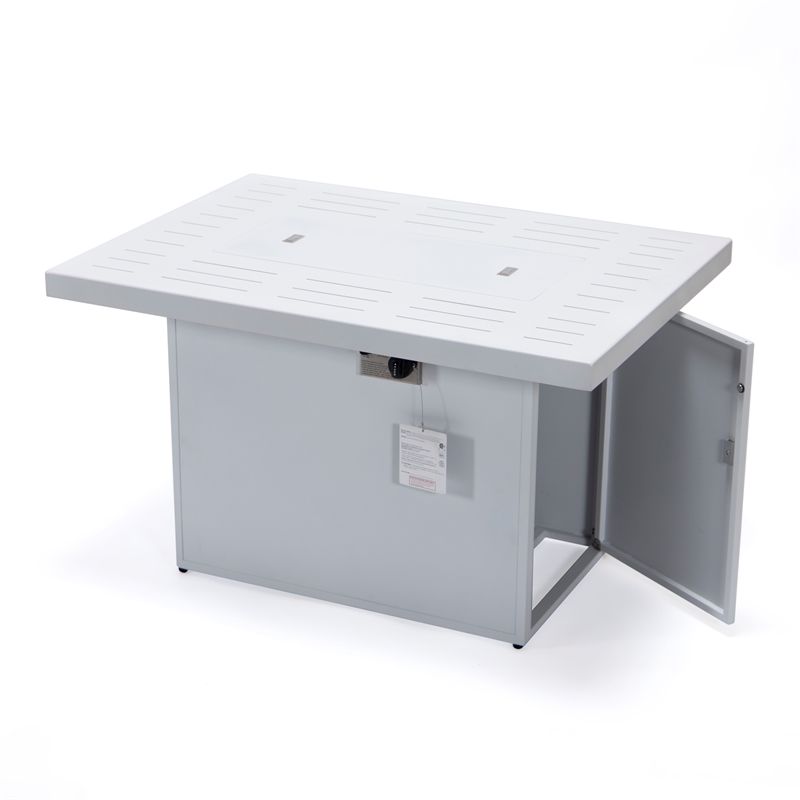 Afuera Living Patio Aluminum Propane Fire Pit Table in White