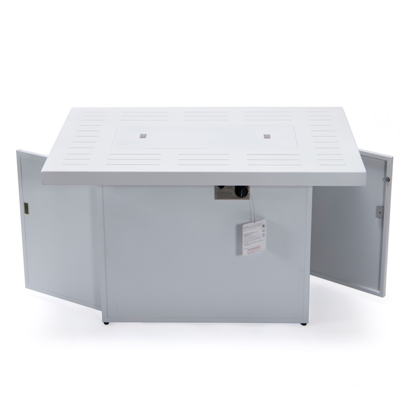 Afuera Living Patio Aluminum Propane Fire Pit Table in White