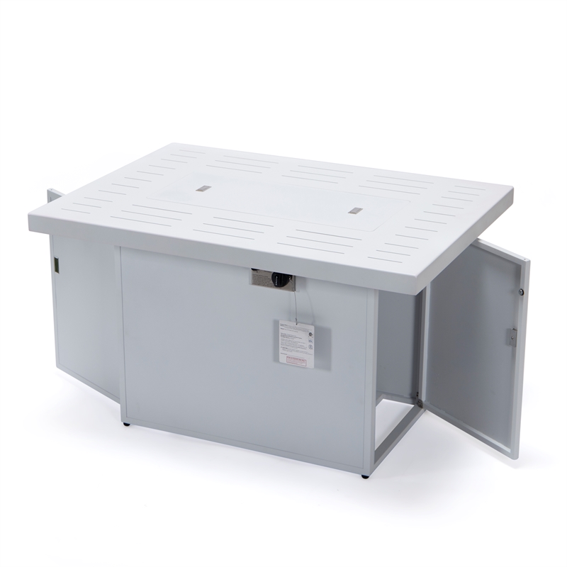 Afuera Living Patio Aluminum Propane Fire Pit Table in White