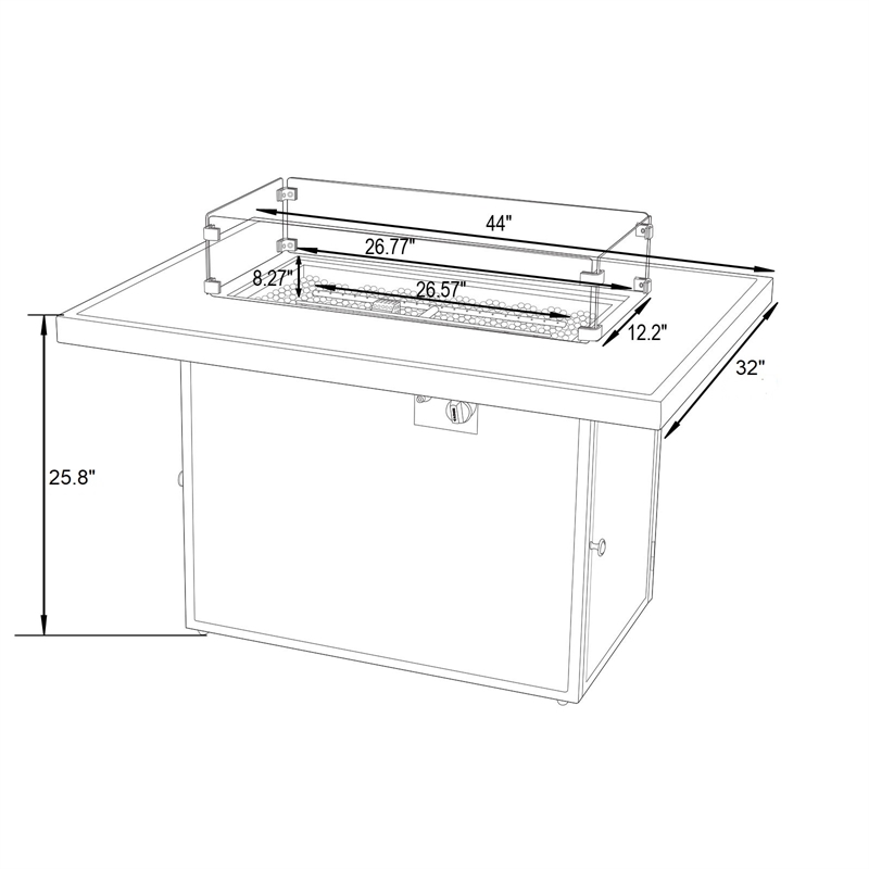 Afuera Living Patio Aluminum Propane Fire Pit Table in White