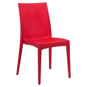 Afuera Living Modern Weave Indoor Outdoor Dining Chair in Red