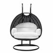Afuera Living Charcoal Wicker Patio Double Swing Chair in White