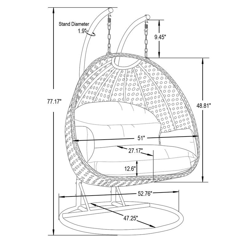 Afuera Living Charcoal Wicker Patio Double Swing Chair in White