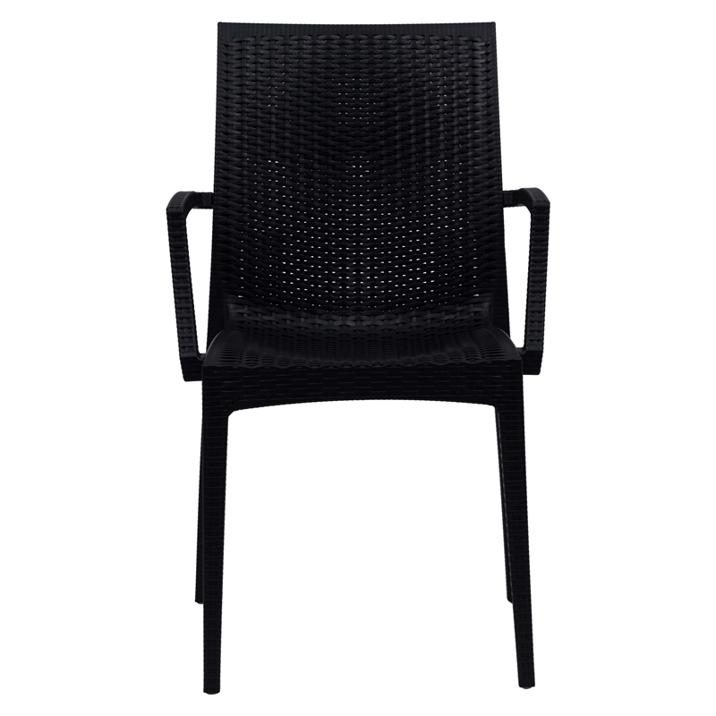 Afuera Living Modern Weave Indoor Outdoor Dining Armchair in Black