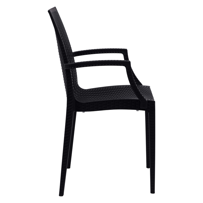 Afuera Living Modern Weave Indoor Outdoor Dining Armchair in Black