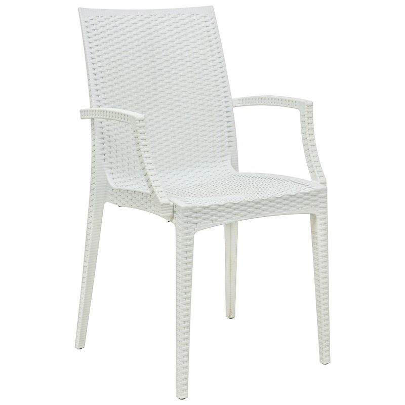 Afuera Living Modern Weave Indoor Outdoor Dining Armchair in White