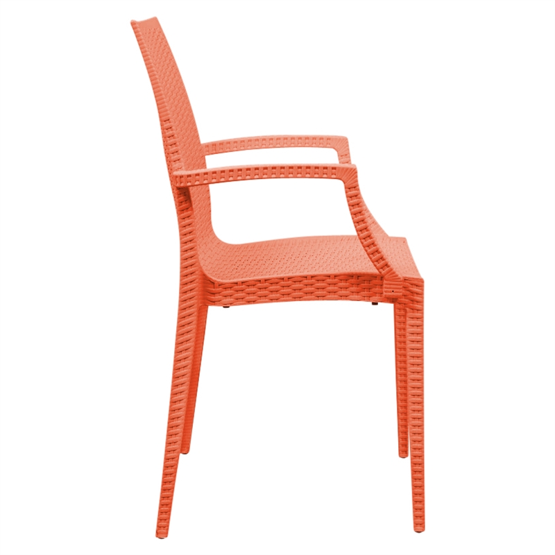 Afuera Living Modern Weave Indoor Outdoor Dining Armchair in Orange