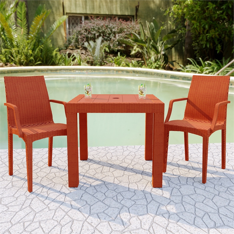 Afuera Living Modern Weave Indoor Outdoor Dining Armchair in Orange