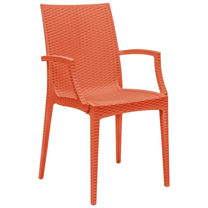 Afuera Living Modern Weave Indoor Outdoor Dining Armchair in Orange