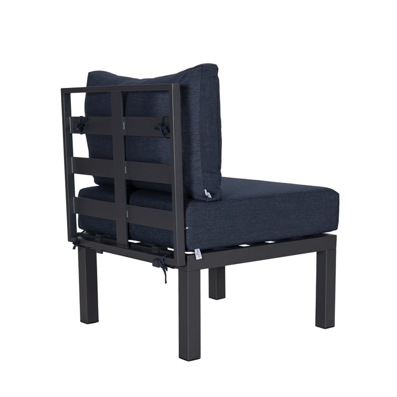 Afuera Living 6-Piece Patio Set in Black Aluminum with Blue Cushions