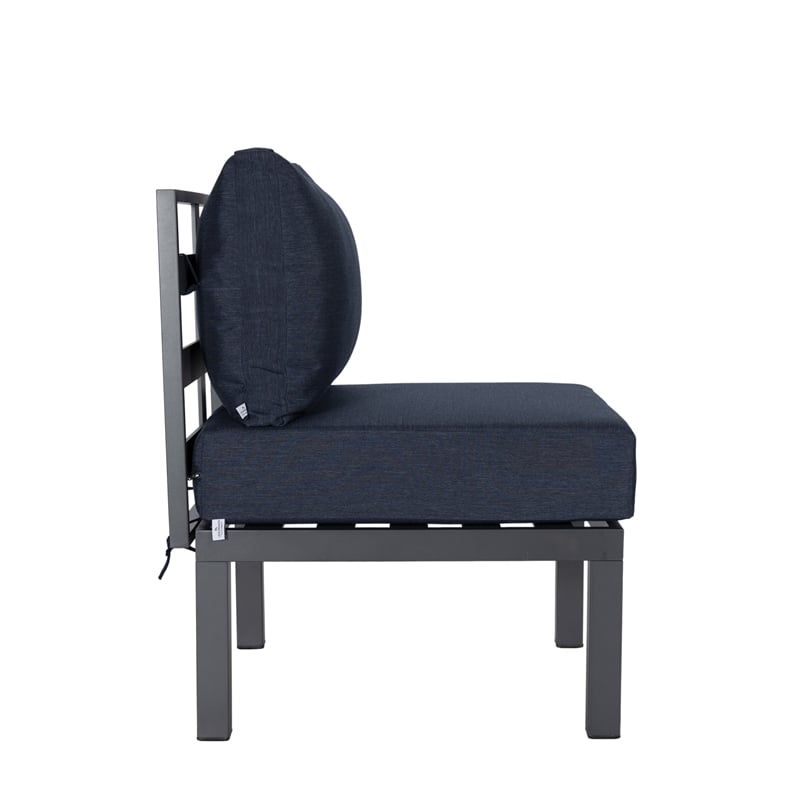 Afuera Living 6-Piece Patio Set in Black Aluminum with Blue Cushions