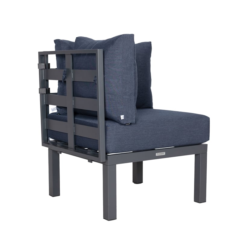 Afuera Living 6-Piece Patio Set in Black Aluminum with Blue Cushions