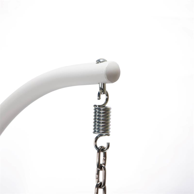 Afuera Living White Wicker Patio Egg Swing Chair with Stand in Beige