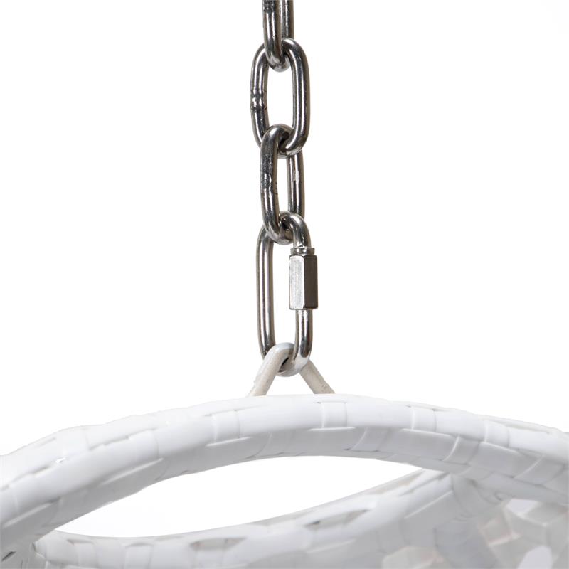 Afuera Living White Wicker Patio Egg Swing Chair with Stand in Beige