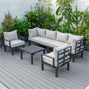 Afuera Living 7-Piece Patio Set with Coffee Table and Cushions in Red