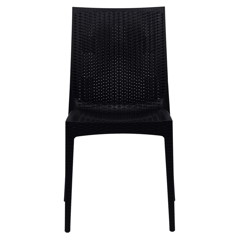 Afuera Living Modern Weave Indoor Outdoor Dining Chair in Black Set of 4
