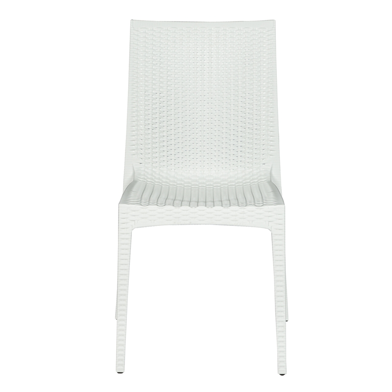 Afuera Living Modern Weave Indoor Outdoor Dining Chair in White Set of 4