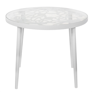 Afuera Living Modern Glass Top White Aluminum Base Outdoor 23&quot End Table