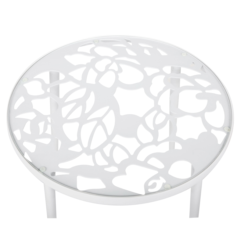 Afuera Living Modern Glass Top White Aluminum Base Outdoor 23