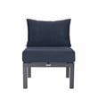 Afuera Living 7-Piece Sectional And Fire Pit Table With Cushions in Blue