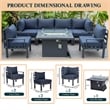 Afuera Living 7-Piece Sectional And Fire Pit Table With Cushions in Blue